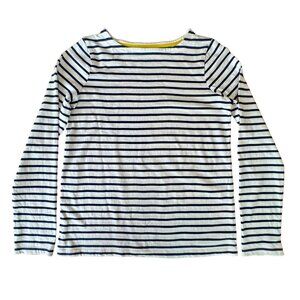 MINI BODEN Ella Breton Shirt Girls 13-14 Long Sleeve Striped T-Shirt Top White